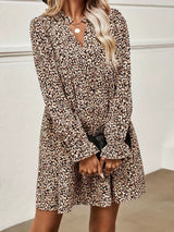 Notched Flounce Sleeve Mini Dress - Trendsi - Flyclothing LLC