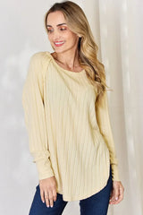 Basic Bae Full Size Ribbed Round Neck Slit T-Shirt - ShopBasicbae - Flyclothing LLC