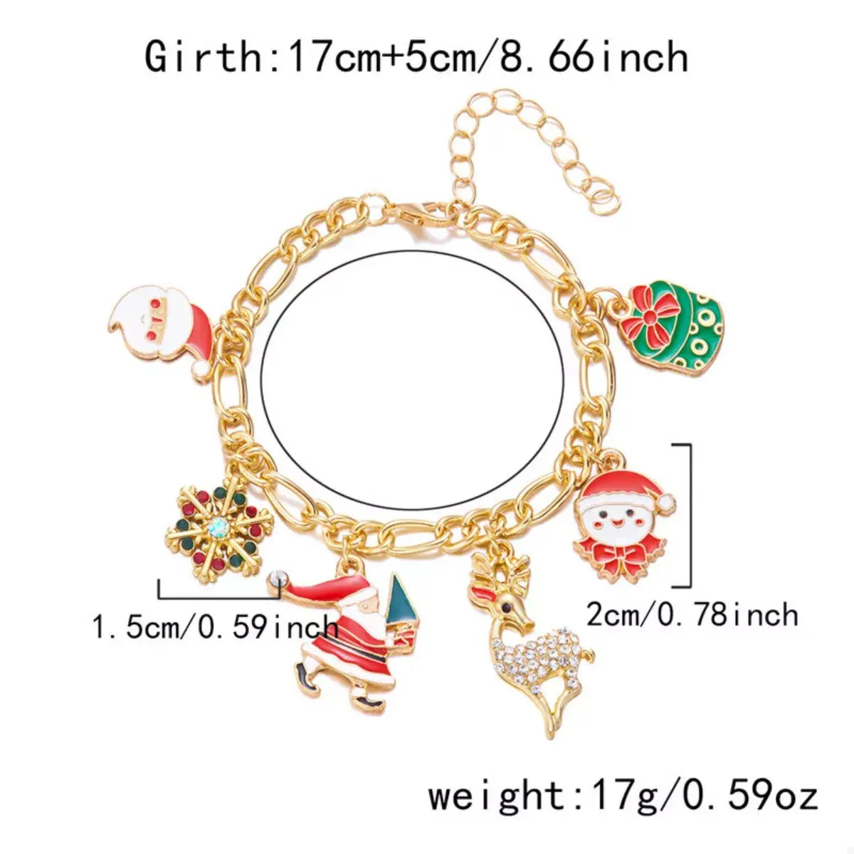 Christmas 18K Gold-Plated Charm Bracelet - Trendsi - Flyclothing LLC