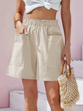 Full Size Pocketed Elastic Waist Shorts - Trendsi