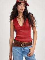 Solid V-Neck Tank - Trendsi - Flyclothing LLC
