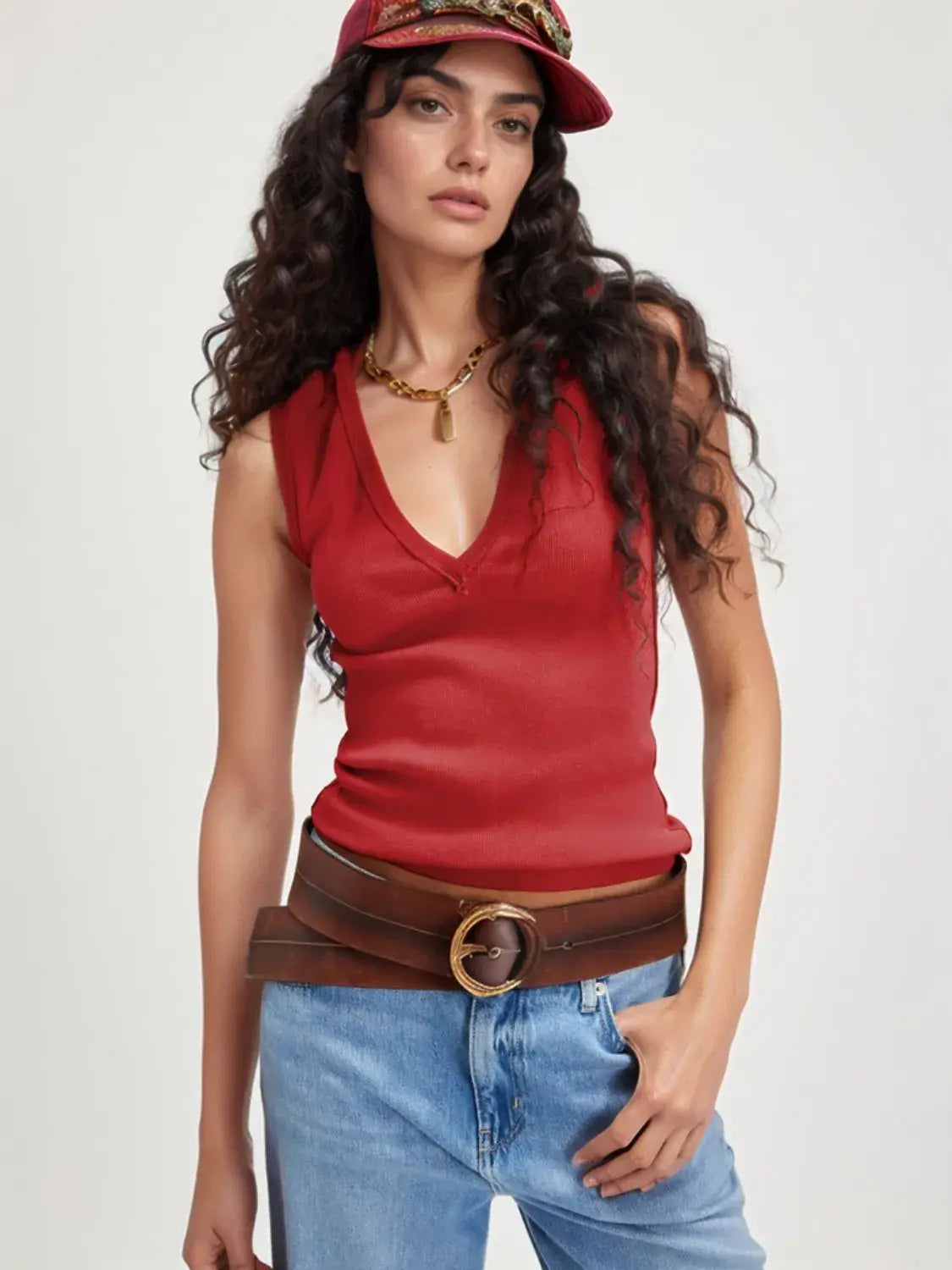 Solid V-Neck Tank - Trendsi - Flyclothing LLC