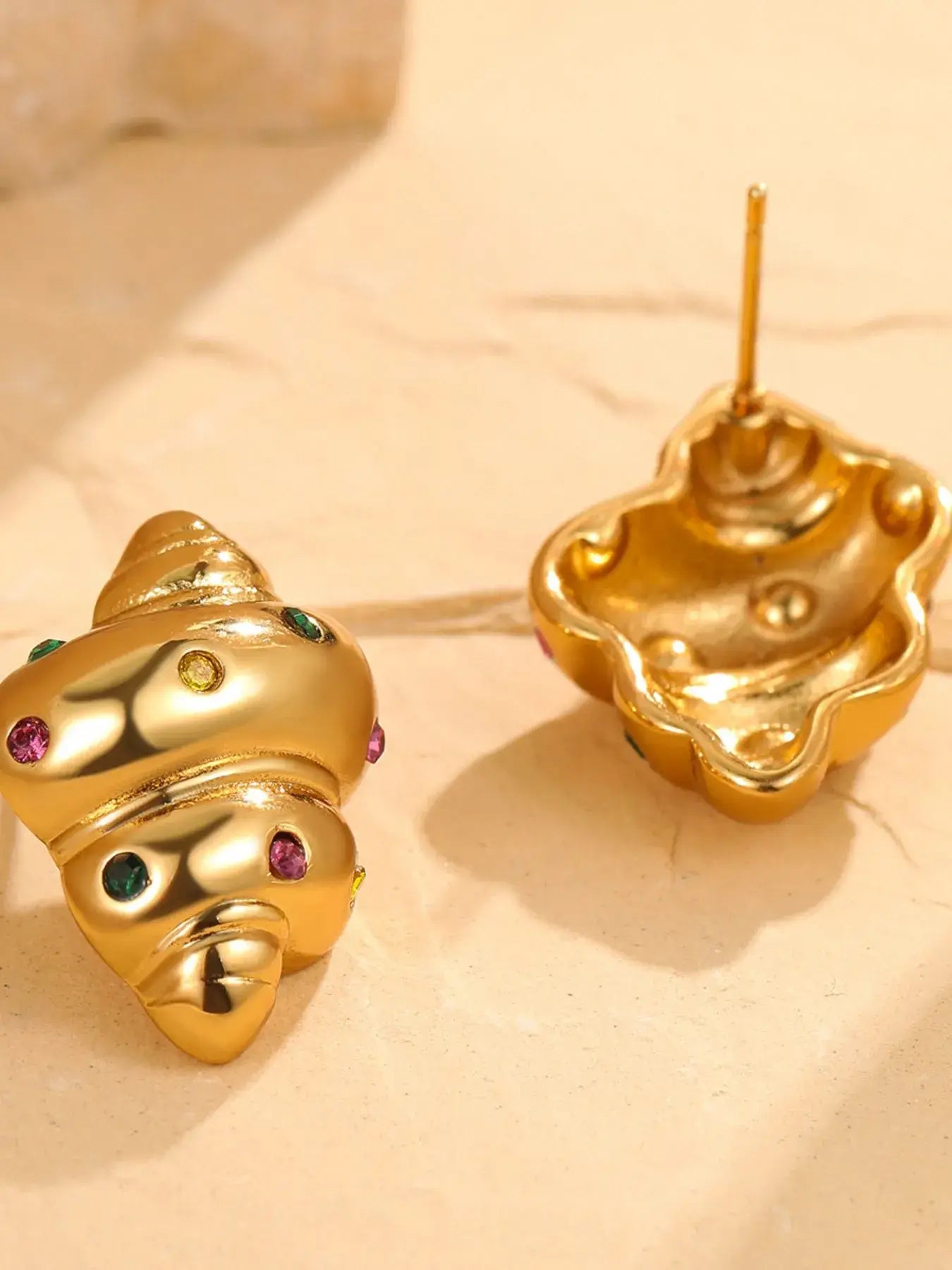 18K Gold-Plated Inlaid Zircon Spiral Earrings - Trendsi - Flyclothing LLC