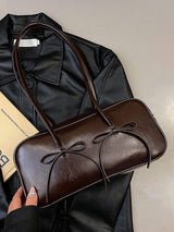 PU Leather Bow Trim Shoulder Bag - Trendsi - Flyclothing LLC