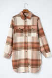 Pocketed Plaid Collared Neck Shacket - Trendsi - Flyclothing LLC