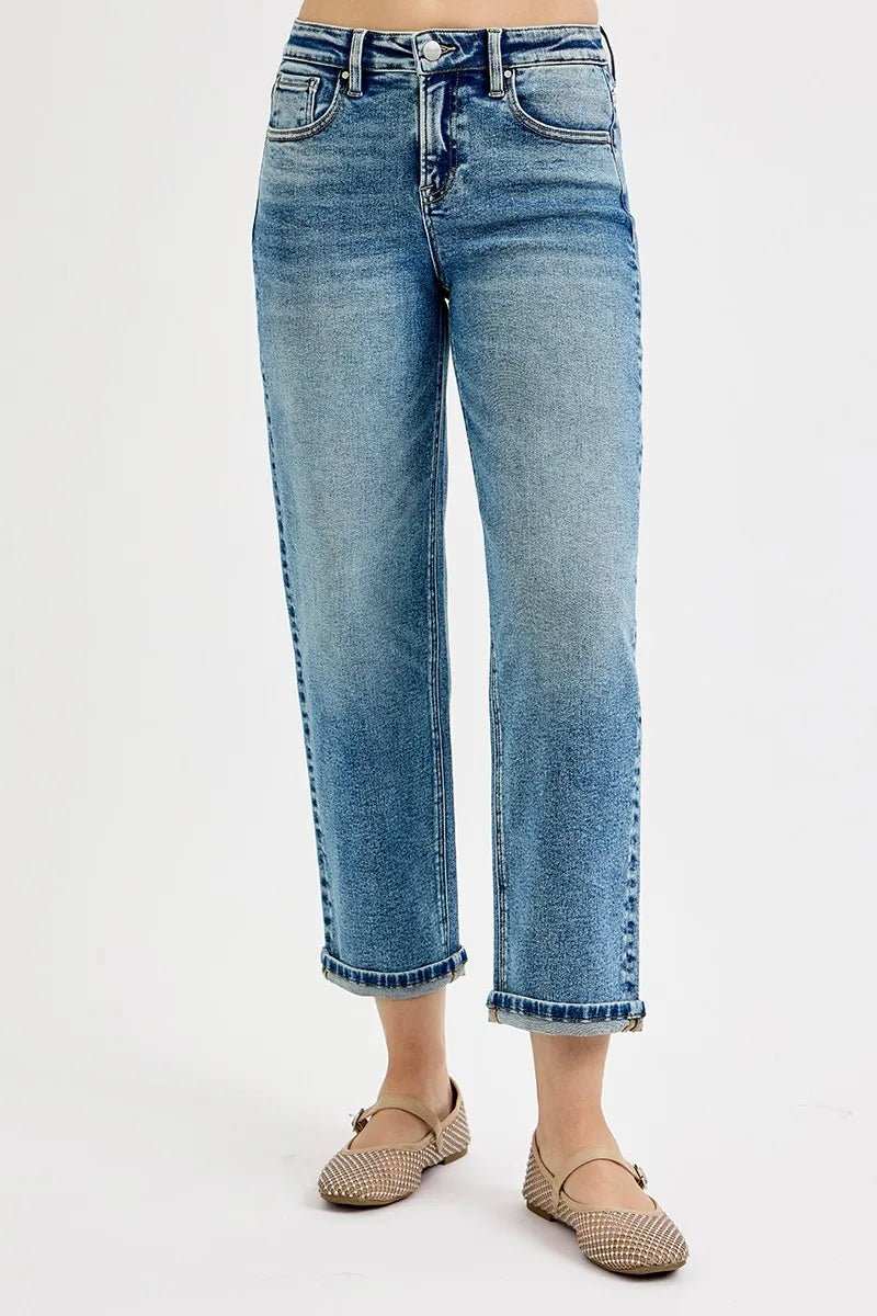 RISEN Full Size High Rise Crop Boyfriend Jeans Plus Size - Trendsi - Flyclothing LLC