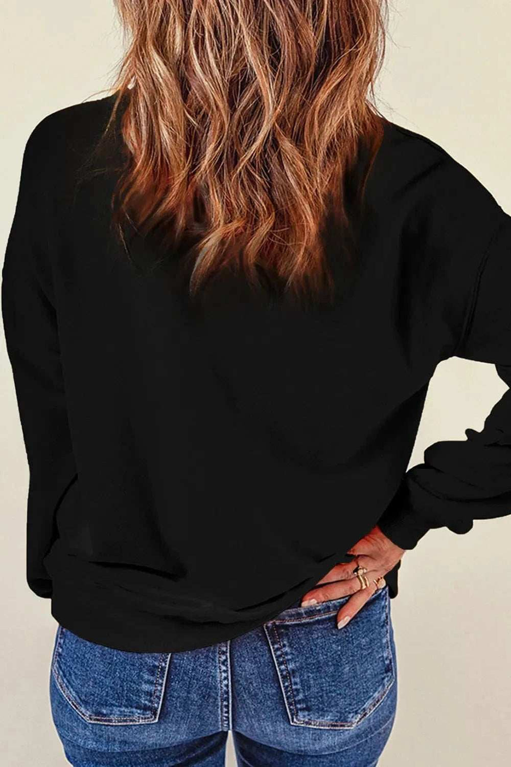 SPOOKY Round Neck Long Sleeve Sweatshirt - Trendsi - Flyclothing LLC