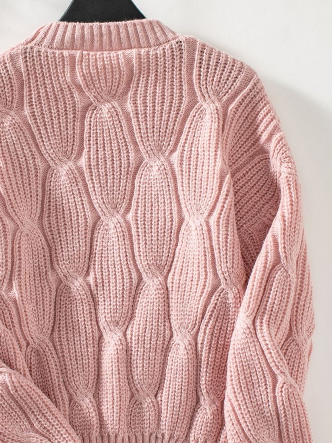 Round Neck Dropped Shoulder Sweater - Trendsi