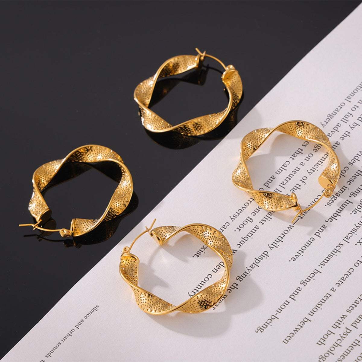 Titanium Steel Twisted Earrings - Trendsi - Flyclothing LLC