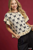 Umgee Bow Knit Ruffle Sleeve Sweater - Trendsi - Flyclothing LLC