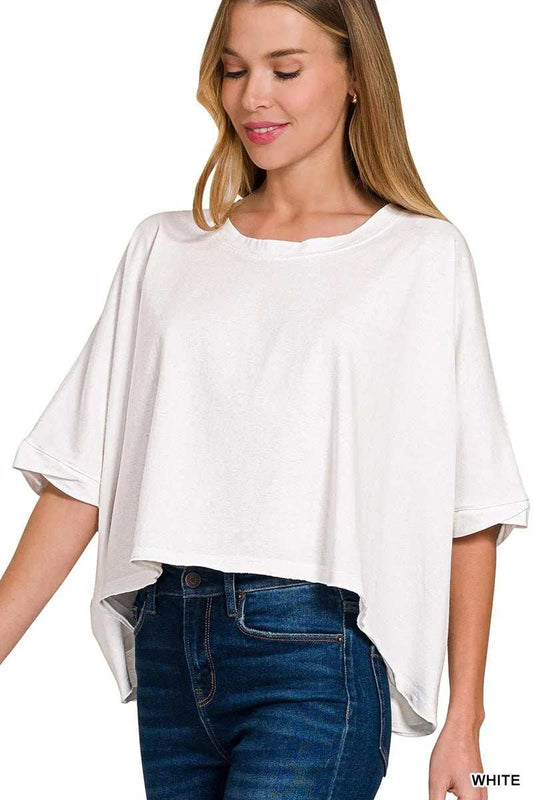Zenana Premium Cotton Oversized Round Neck Box T-Shirt - Trendsi - Flyclothing LLC