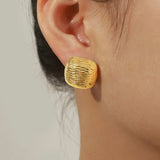 Gold-Plated Geometric Stud Earrings - Trendsi - Flyclothing LLC
