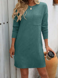 Striped Round Neck Long Sleeve Mini Dress - Trendsi - Flyclothing LLC