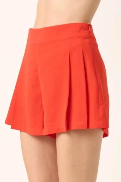 Mittoshop Side Invisible Zipper Pleated Shorts - Trendsi