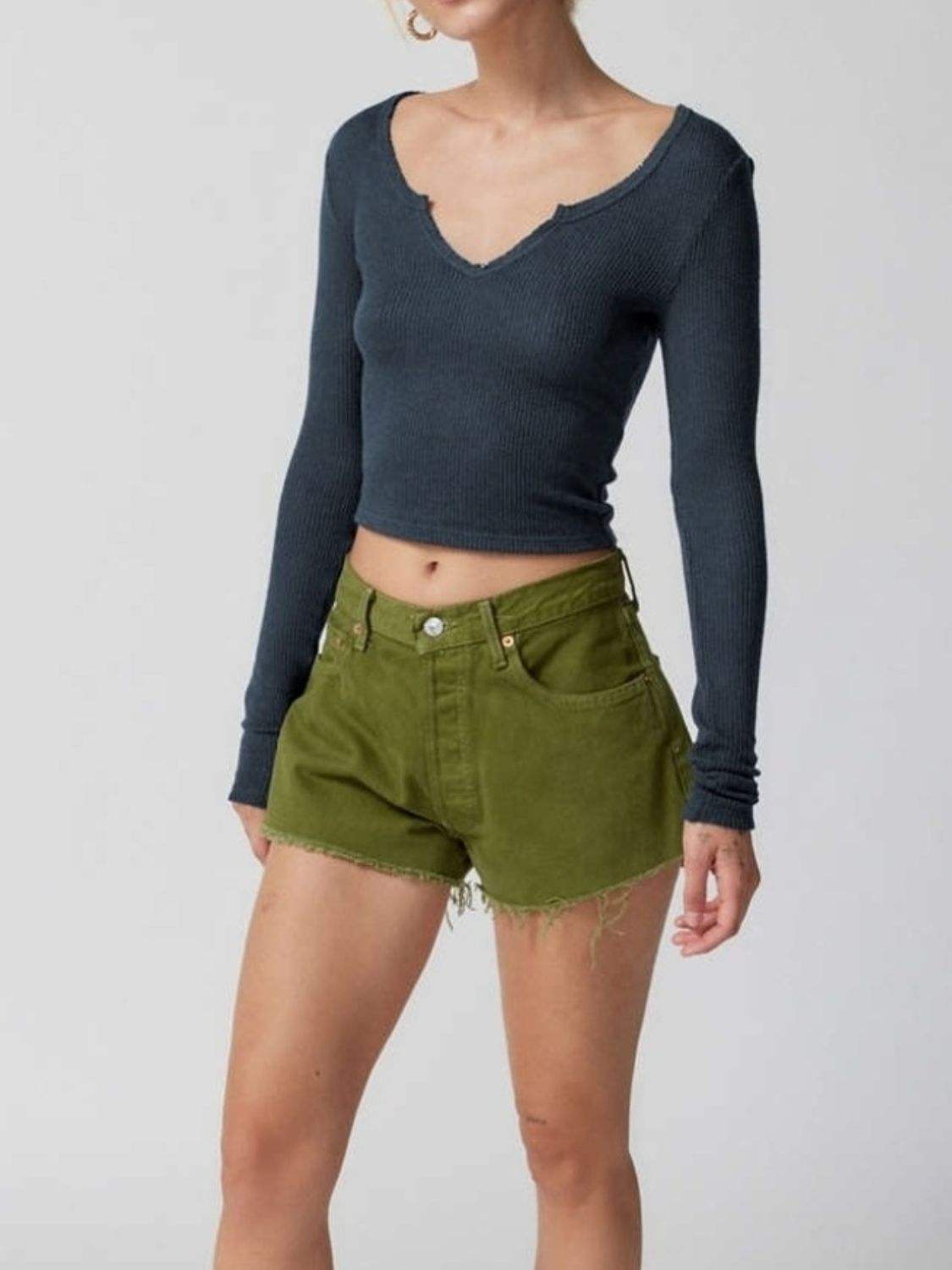Notched Long Sleeve T-Shirt - Trendsi - Flyclothing LLC