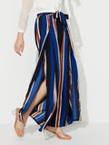 Side Slit Contrast Wide Leg Pants - Trendsi