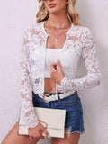 Lace Open Front Long Sleeve Jacket - Trendsi - Flyclothing LLC