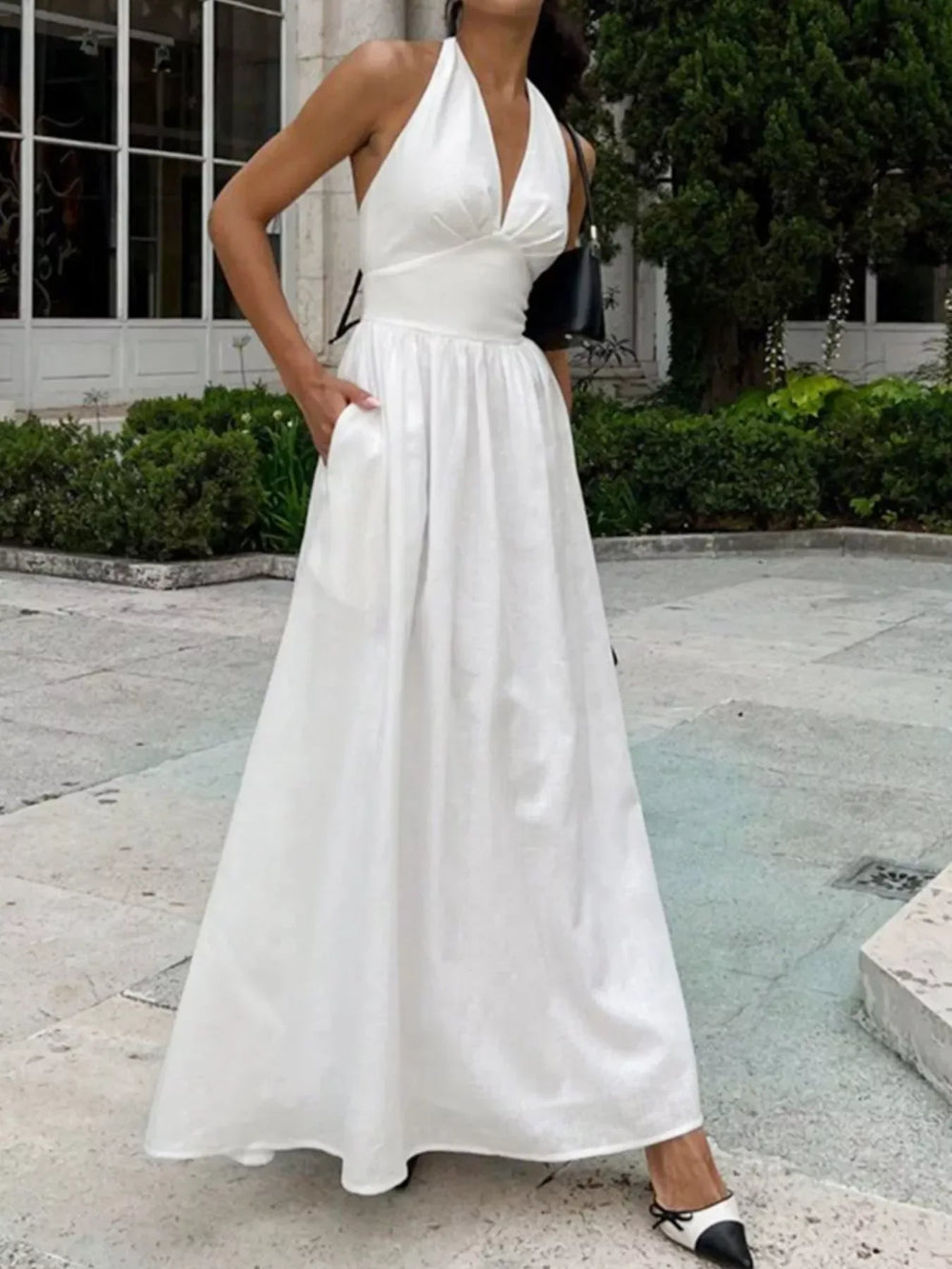 Halter Neck Flowy Maxi Dress - Trendsi - Flyclothing LLC