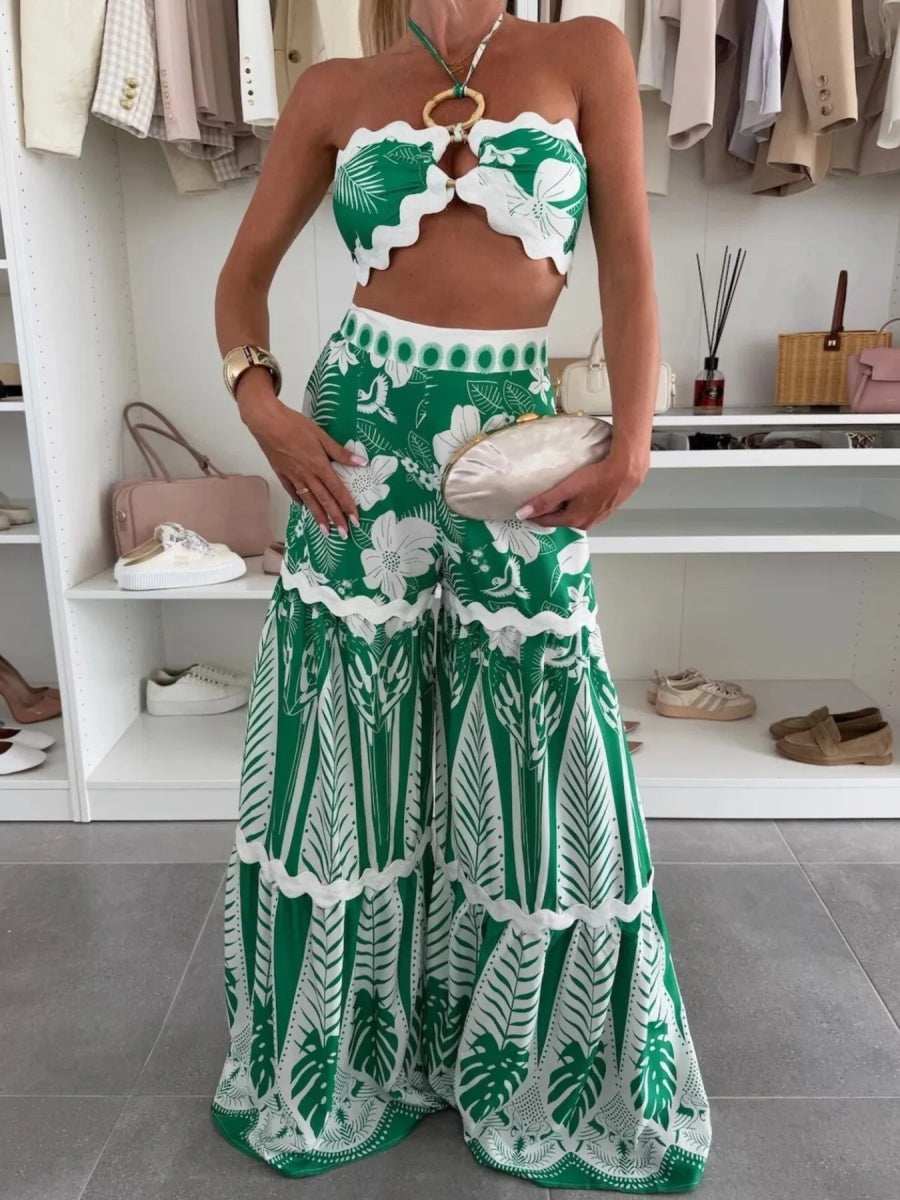 Printed Halter Neck Cami and Skirt Set - Trendsi - Flyclothing LLC