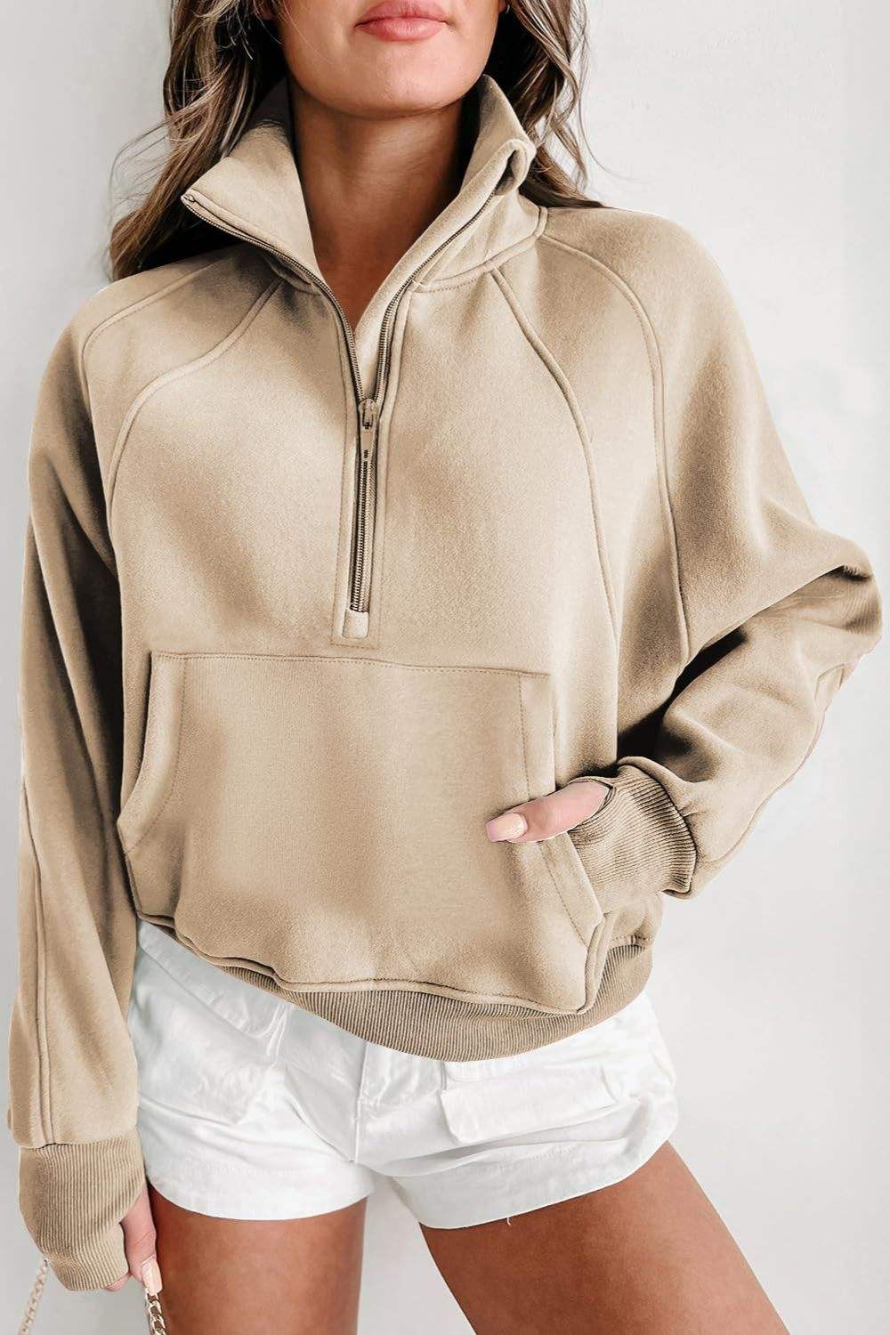 Half Zip Long Sleeve Sweatshirt - Trendsi - Flyclothing LLC