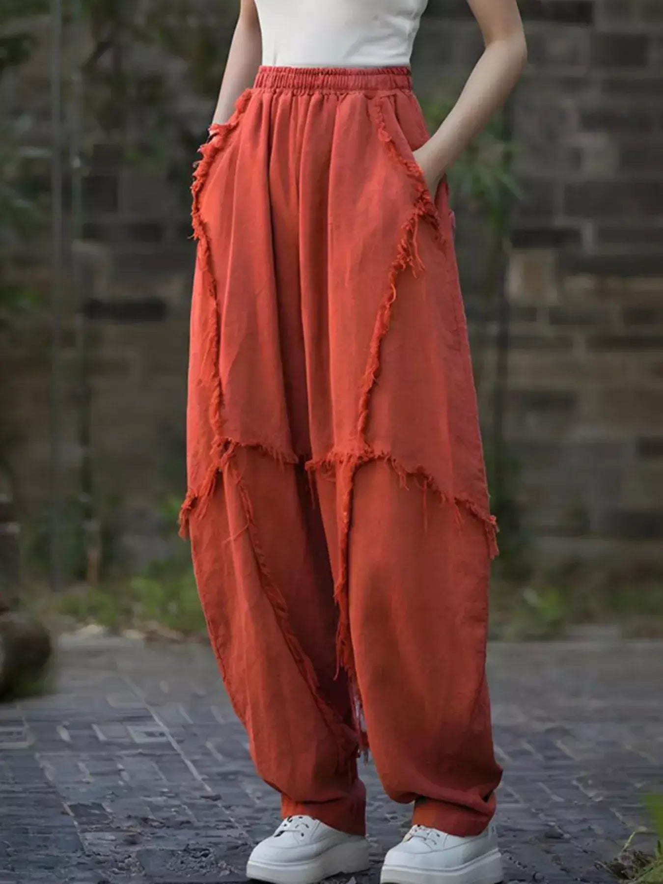 Frayed Edge Harem Pants - Trendsi - Flyclothing LLC