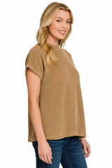 Zenana Chenille Waffle Cap Sleeve Sweater - Trendsi - Flyclothing LLC