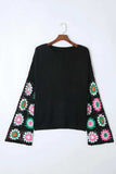 Crochet Round Neck Long Sleeve Knit Top - Trendsi - Flyclothing LLC