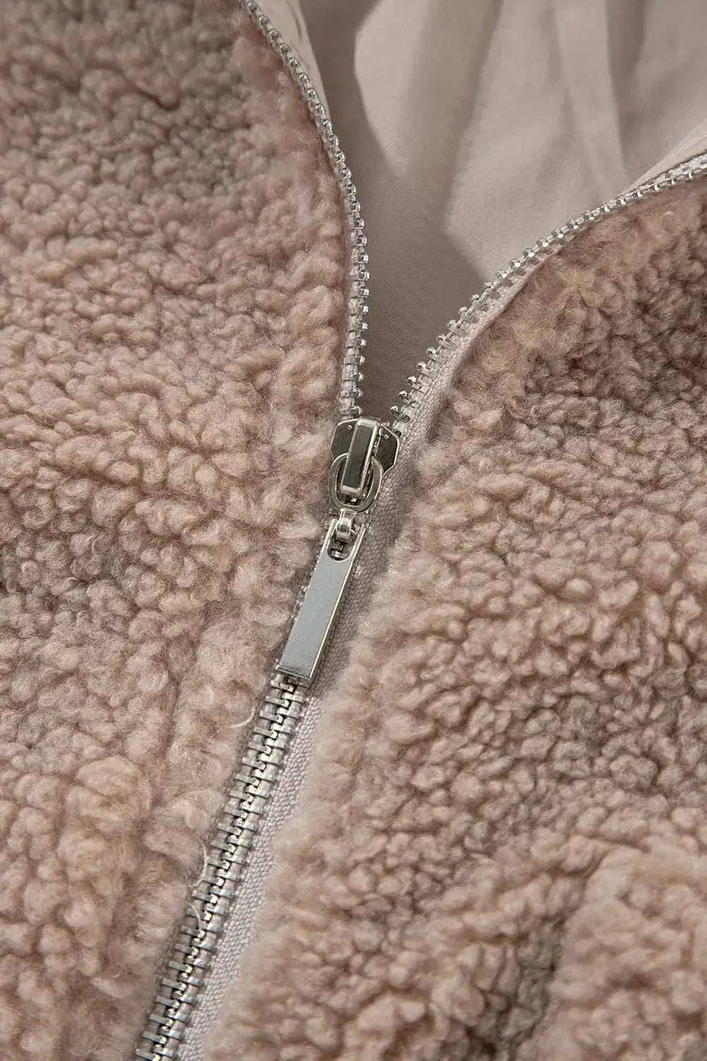 Zip Up Long Sleeve Plush Jacket - Trendsi - Flyclothing LLC