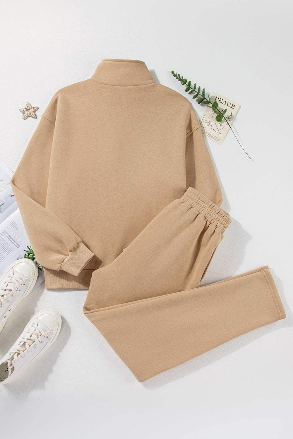 Half Snap Turtleneck Top and Pants Active Set - Trendsi - Flyclothing LLC