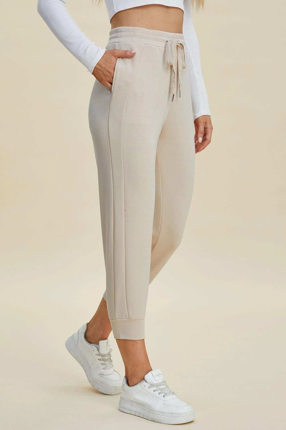 Basic Bae Full Size Air Scuba Drawstring High Waist Cropped Pants - Trendsi - Flyclothing LLC