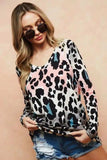 BiBi Gradation Leopard Print Soft Knit Deep U Neck Top - Trendsi - Flyclothing LLC