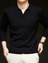 Men's Full Size Collared Neck Long Sleeve Polo Plus Size - Trendsi - Flyclothing LLC