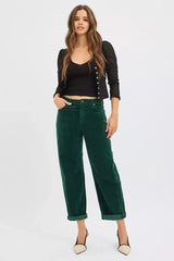 RISEN High Rise Crop Barrel Cordurory Pants - Trendsi - Flyclothing LLC