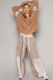 POL V-Neck Lace Balloon Sleeve Exposed Seam Top - Trendsi