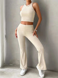 Ribbed Round Neck Tank and Pants Set - Trendsi - Flyclothing LLC