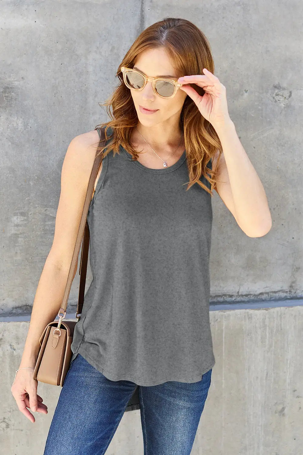 Basic Bae Full Size Round Neck Curved Hem Tank - ShopBasicbae - Flyclothing LLC