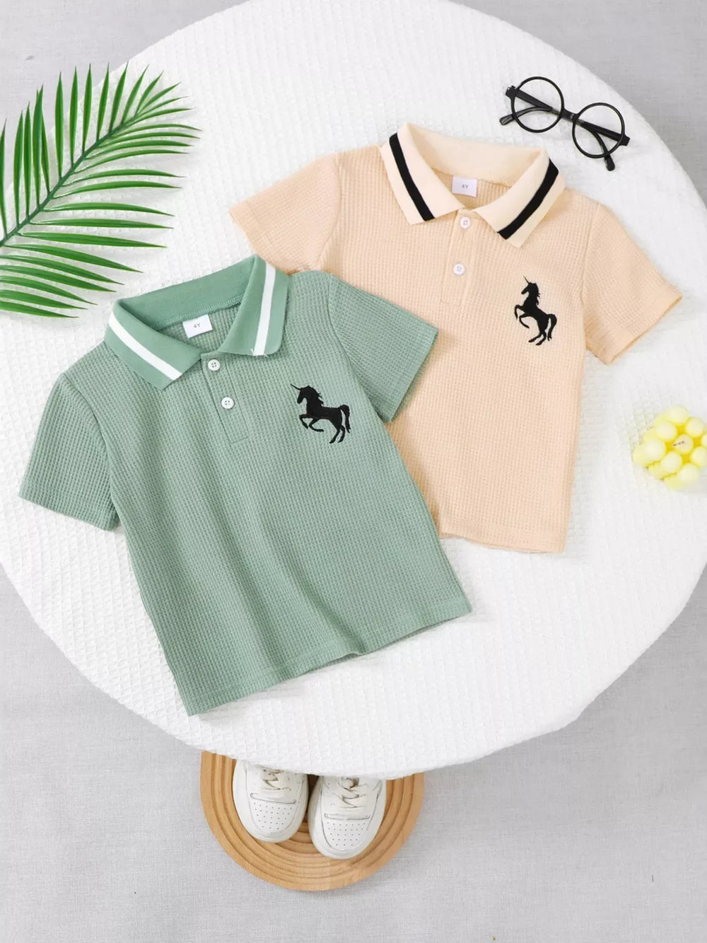 Children's Unicorn Embroidered Short Sleeve Polo - Trendsi - Flyclothing LLC