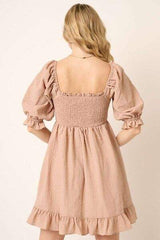 Mittoshop Smocked Ruffled Hem Half Sleeve Mini Dress - Trendsi - Flyclothing LLC