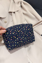 Floral Quilted Clutch with Plaid Lining - Trendsi