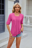 Texture Square Neck Half Sleeve Blouse - Trendsi - Flyclothing LLC