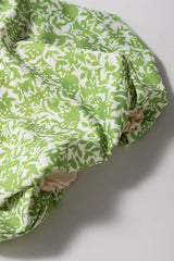 Floral Ruffle Puff Short Sleeve Frilled Notched Blouse - Trendsi - Flyclothing LLC