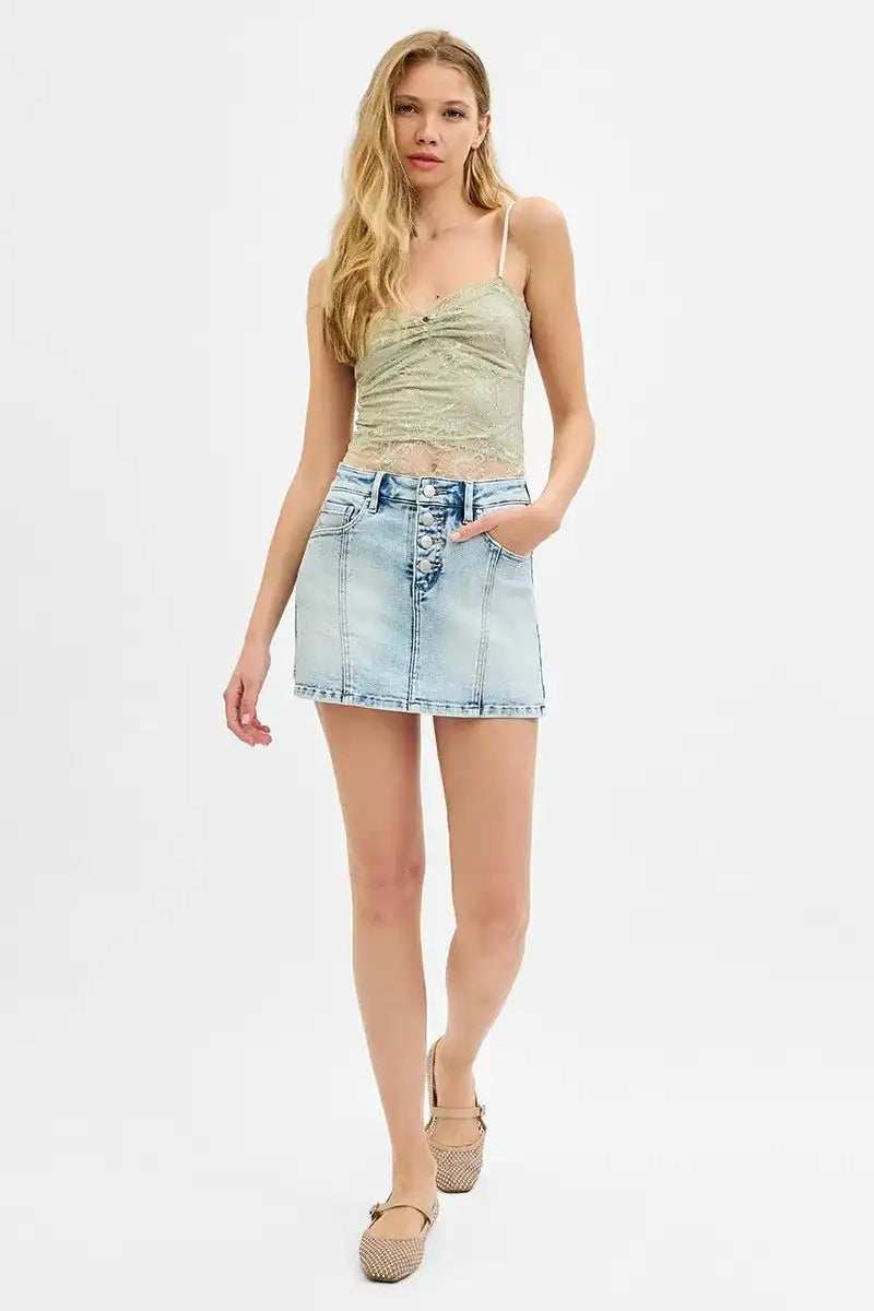 RISEN Full Size High Rise Button Down Skorts Plus Size - Trendsi - Flyclothing LLC