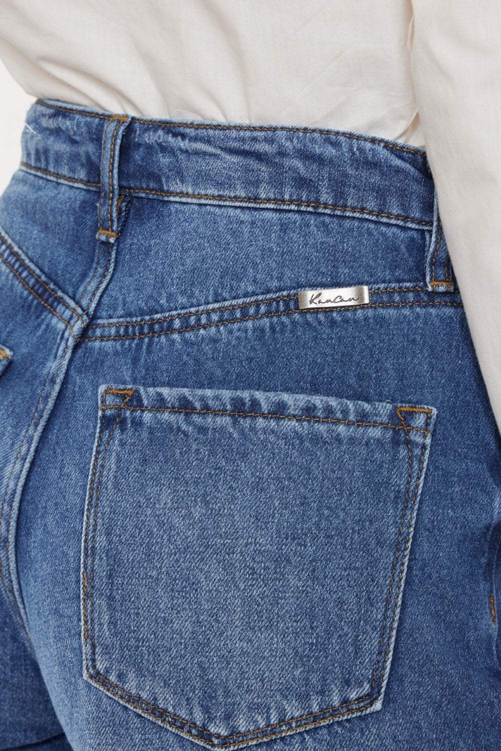 Kancan Distressed Button-Fly High Waist Denim Shorts - Trendsi - Flyclothing LLC