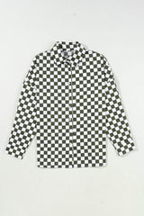 Checkered Collared Neck Long Sleeve Shirt - Trendsi - Flyclothing LLC