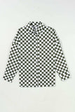 Checkered Collared Neck Long Sleeve Shirt - Trendsi - Flyclothing LLC
