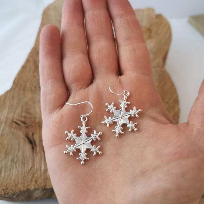 Silver-Plated Snowflakes Earrings - Trendsi - Flyclothing LLC