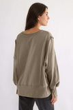 Exposed Seam High-Low Long Sleeve Sweatshirt - Trendsi - Flyclothing LLC
