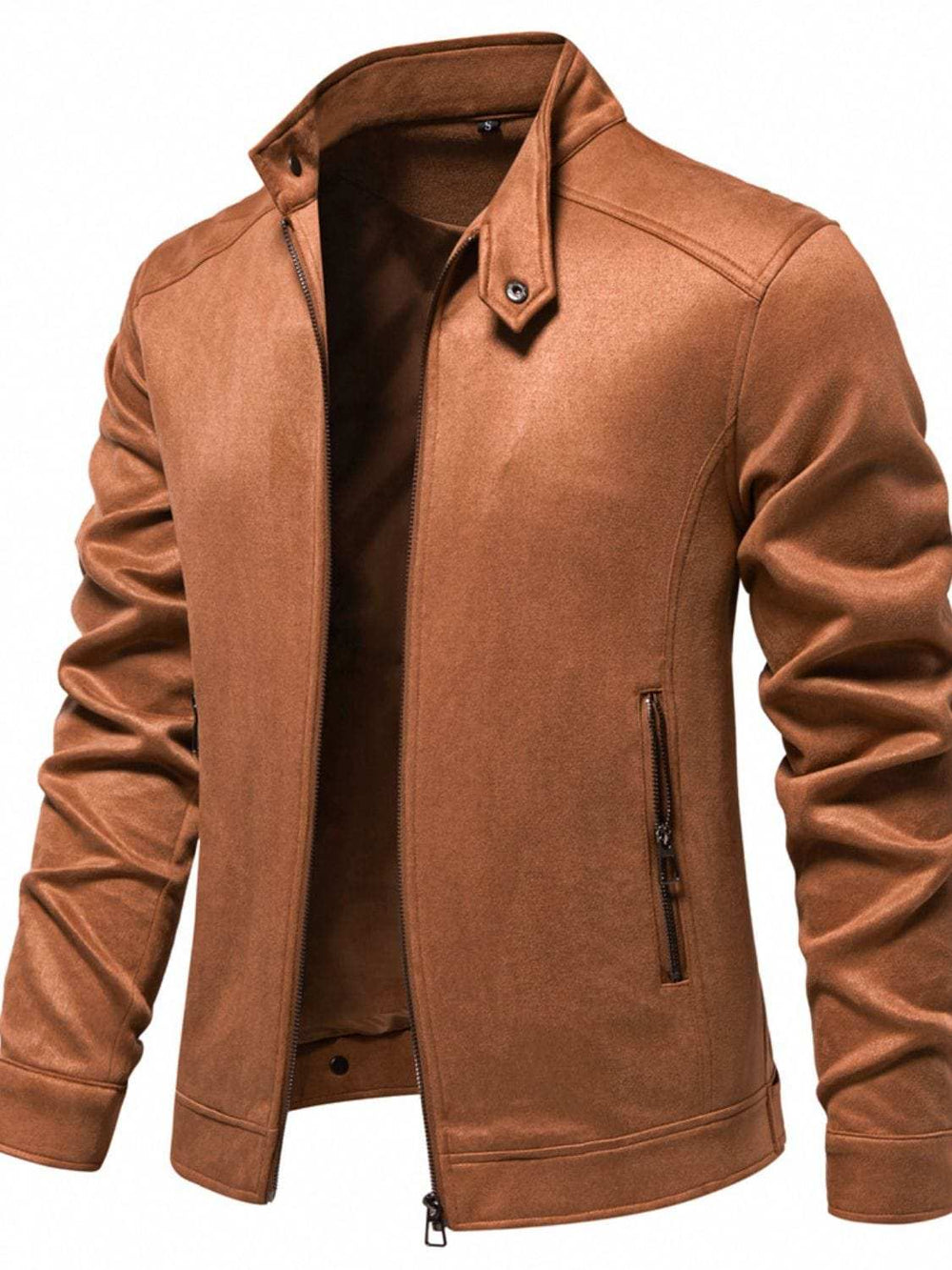 Men's Zip Up Long Sleeve Biker Jacket - Trendsi - Flyclothing LLC