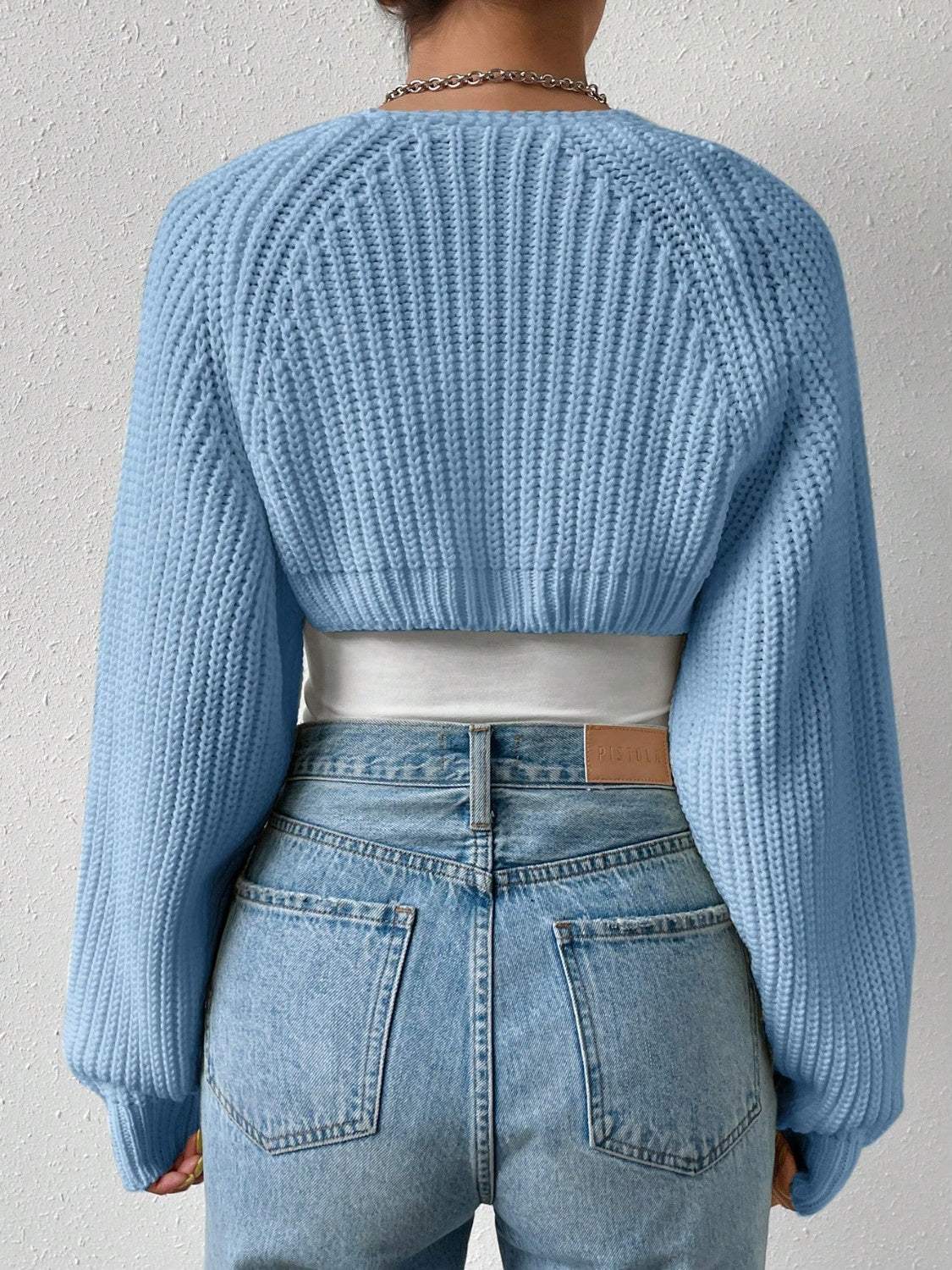 Honey Open Front Long Sleeve Cropped Cardigan - Trendsi - Flyclothing LLC