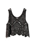 Cutout Scoop Neck Sleeveless Knit Cover Up - Trendsi